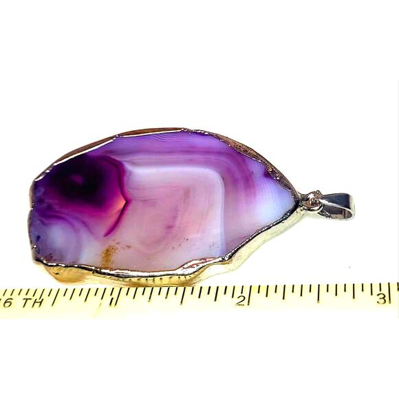 BoHo Silver Plated Banded Agate Pendant - Picture 11 of 12